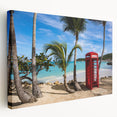 Large canvas print of a Caribbean beach scene with vivid blue and turquoise waters, ideal for kitchen wall art.