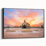 Framed canvas of a black and white vintage poster art depicting the Caribbean landscape, suitable for bedroom decor.