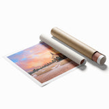 Extra large rolled print of a Caribbean scenery with vibrant blue and green tones, ideal for classy bathroom wall art.