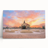 Black and white stretched canvas of Caribbean Aruba scenery, ideal for kitchen wall art.