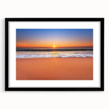 Abstract art print of a Caribbean scenery in vibrant colors on a large textured canvas, ideal for living room decor.