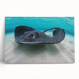 Black and white photo of Caribbean scenery on large stretched canvas, ideal for kitchen wall art.