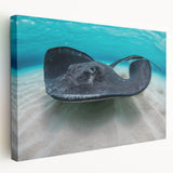 Tropical beach scenery on stretched canvas, featuring vivid blue and turquoise tones, ideal for kitchen wall art.