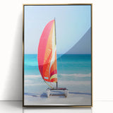 Art deco poster of a Caribbean Cuba scenery in gold frame on acrylic, suited for modern art wall decor.