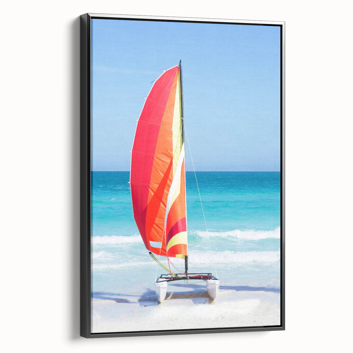 Black and white framed canvas of a vintage Cuban landscape, ideal for bedroom wall decor.
