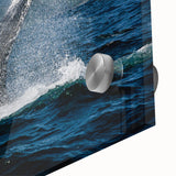 Large abstract wall art featuring a Caribbean seascape in vibrant blue and turquoise tones on acrylic glass.