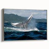 Framed canvas wall art featuring a vintage-style Caribbean landscape in muted black and gray tones, ideal for bedroom decor.