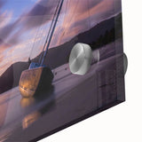 Large abstract wall art on acrylic glass depicting Caribbean scenery, ideal for dining room ambiance.