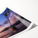 Extra large wall art featuring line art flowers, in vibrant green and blue tones, printed on rolled canvas.