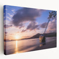 Large art canvas depicting a tranquil Caribbean seascape in soft blue and green tones, suited for kitchen wall art.