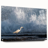 Large abstract wall art depicting the Caribbean scenery in vibrant blue and green tones on acrylic glass.