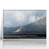 Mid-century modernist art depicting a Caribbean scene in vibrant colors on a framed acrylic.