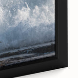 Extra large framed canvas featuring a textured, colorful Caribbean scenery, ideal for living room decor.