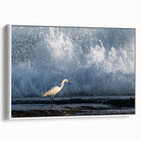 Vintage poster art of a Caribbean scene on a framed canvas, featuring colorful art in large format.