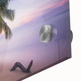 Large abstract wall art of Caribbean Saint Lucia scenery in vibrant blue and green tones on acrylic glass.