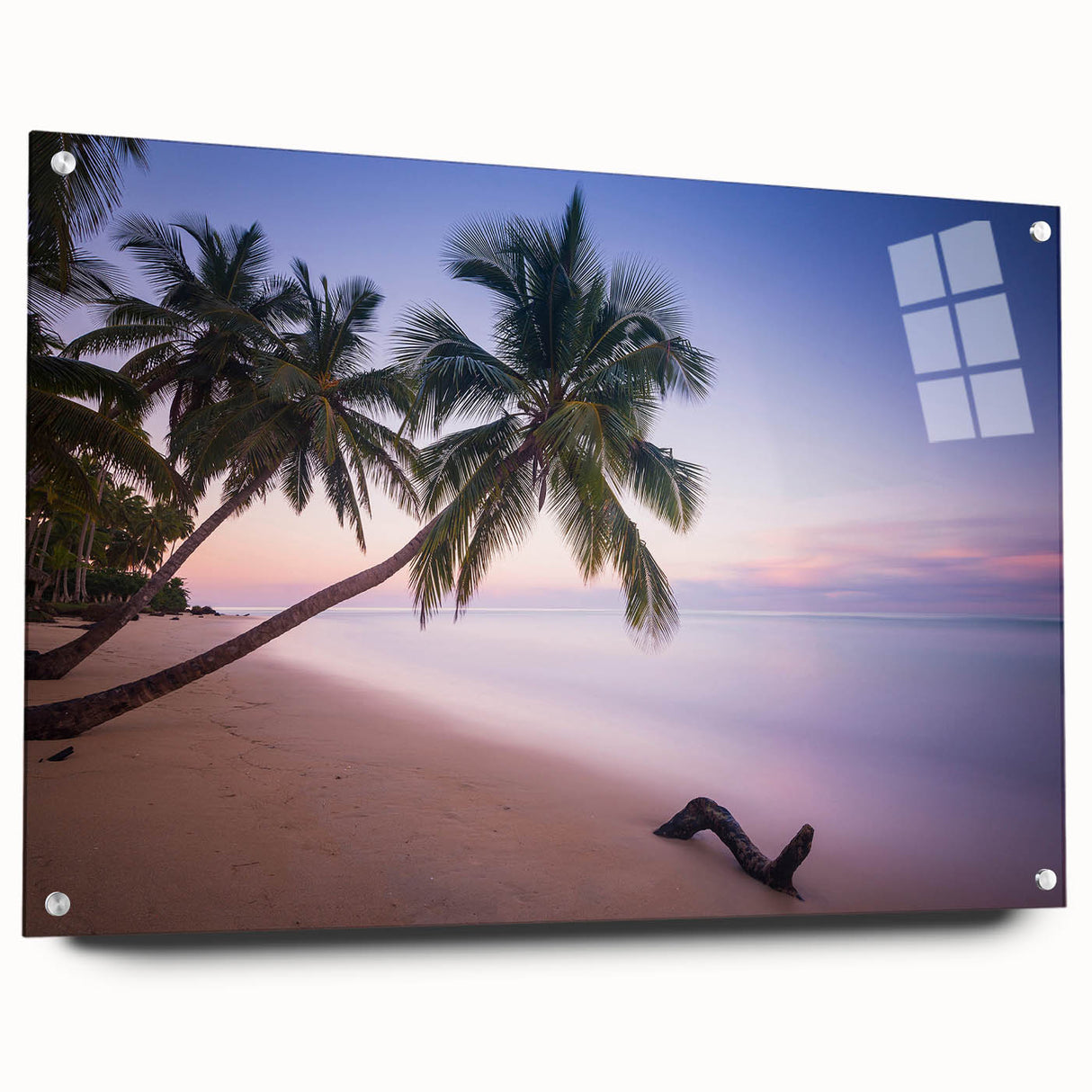 Acrylic print of a Caribbean Saint Lucia scenery, with vibrant blue and green tones, ideal for dining room decor.