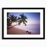 Extra large, colorful abstract art print of a Caribbean scenery on textured canvas, ideal for living room decor.