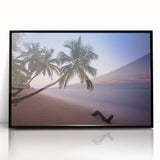 Large abstract wall art of Caribbean Saint Lucia scenery in black framed acrylic, ideal for modern art wall decor.