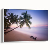 Vintage poster art of Saint Lucia on a framed canvas, featuring vibrant colorful scenery.