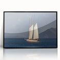 Large abstract wall art depicting Caribbean scenery on Saint Vincent, framed in black acrylic.