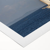 Art deco poster featuring a serene Caribbean scenery in pastel shades on rolled canvas, ideal for dining room wall art.