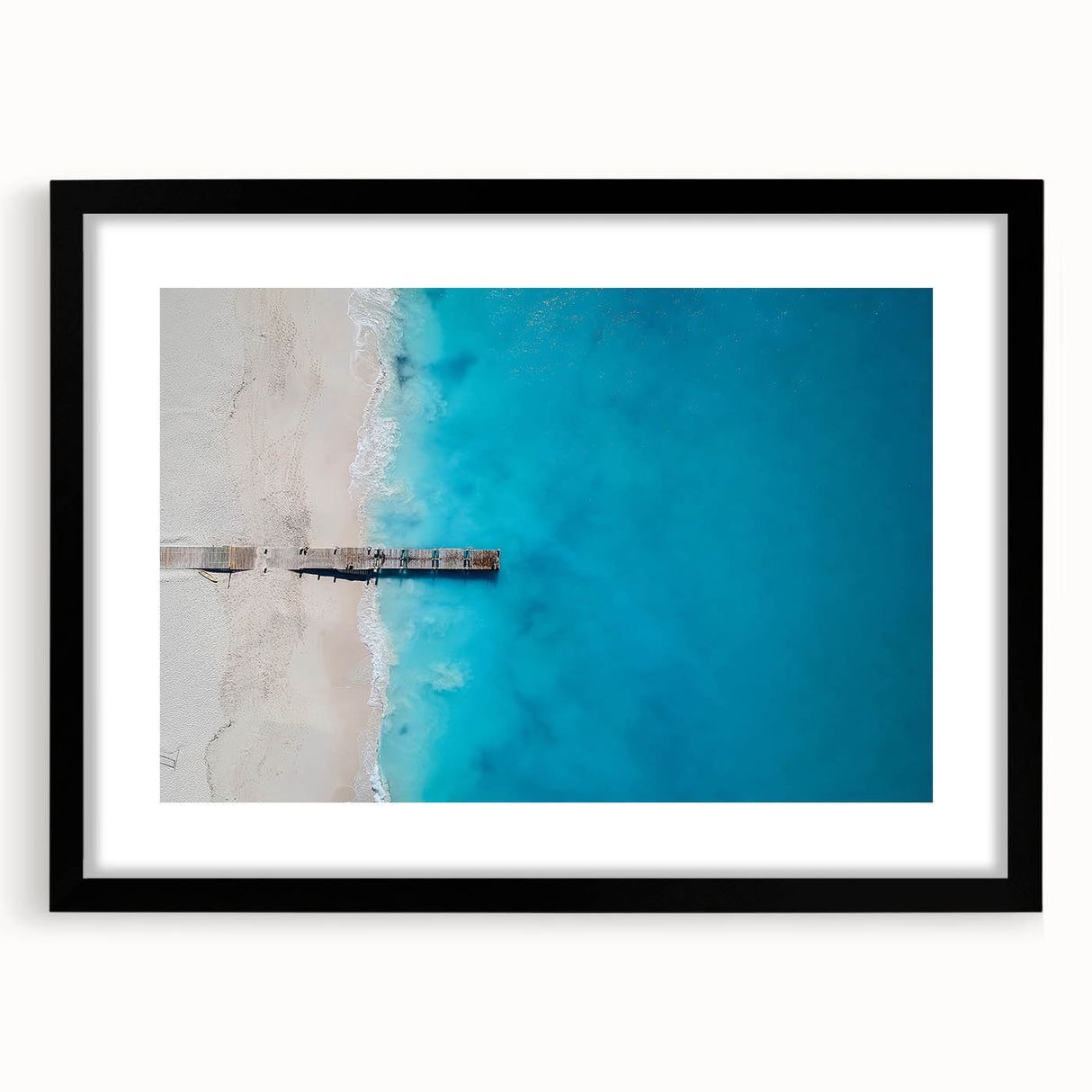 Extra large framed abstract art print featuring a colorful Caribbean scenery, ideal for living room decor.