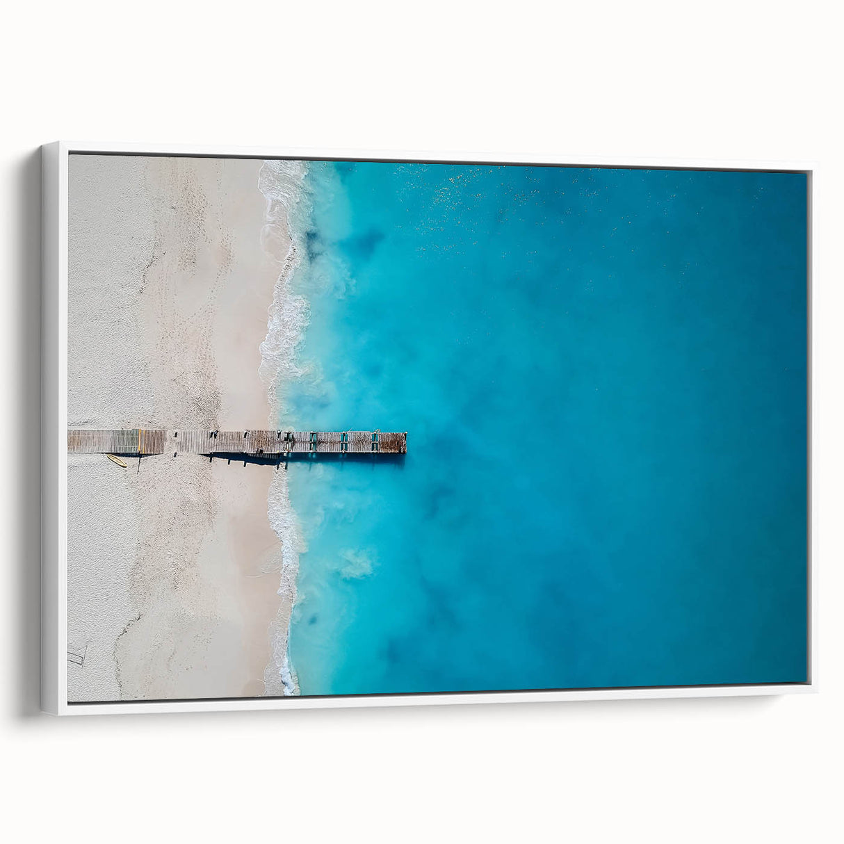 Vintage poster art of a Caribbean scenery on extra large framed canvas, featuring vibrant colors.