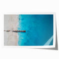 Extra large rolled print of a Caribbean beach with vibrant blue and green tones, ideal for dining room wall art.