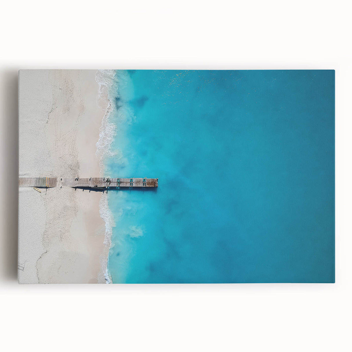 Black and white photo of a Caribbean beach on stretched canvas, ideal for kitchen wall art or bedroom ambiance.