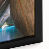 Extra large framed canvas featuring a textured depiction of the Caribbean Virgin Islands in vibrant colors.