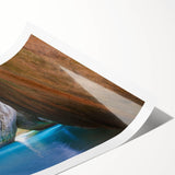 Extra large wall art featuring line art flowers with a Caribbean Virgin Islands scenery on a rolled print.