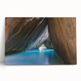 Black and white stretched canvas of the Caribbean Virgin Islands, ideal for kitchen wall art.