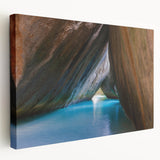 Caribbean Virgin Islands landscape on large stretched canvas, featuring vivid blue and green tones.