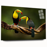 Large abstract wall art of a Central American scenery in vibrant colors on acrylic glass.