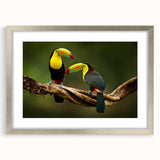 Textured abstract art print of Central America scenery in muted earth tones, framed in silver, suitable for bedroom decor.