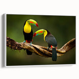 Vintage poster art of a colorful Central American scenery on a framed canvas, ideal for living room decor.