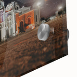 Large abstract wall art in mid-century modernist style, featuring vibrant hues of a Costa Rican landscape on acrylic glass.