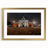 Extra large abstract art print depicting a textured Costa Rican landscape in earthy tones, framed in gold.