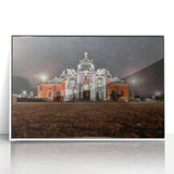 Art deco poster of a Costa Rican landscape in muted green and blue tones, framed acrylic.