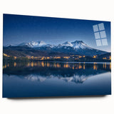 Large abstract wall art depicting a Central American landscape in vibrant greens and blues on acrylic glass.