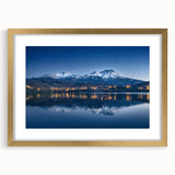 Extra large abstract art print of a textured Central American scenery in muted earth tones, framed in gold.