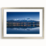 Textured abstract art print of Central American scenery in muted earth tones, framed in silver, ideal for bedroom art.