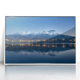 Art deco poster of a Central American landscape in muted earth tones on framed acrylic, ideal for modern nursery wall art.