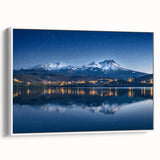 Vintage poster art featuring a colorful Central American landscape on a white-framed canvas.