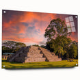 Acrylic print of a large abstract depiction of Central American scenery in vibrant earth tones, ideal for dining room decor.