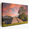 Large stretched canvas featuring a lush Central American landscape in vivid green and blue tones, ideal for kitchen wall art.