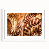 Abstract art print depicting a vibrant scene of Central America in a white-framed mat, suitable for dining room decor.