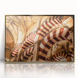 Acrylic print of a mid-century modernist Nicaraguan landscape in gold frame, ideal for modern art wall decor.