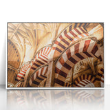 Art Deco style poster of a Central American scenery on framed acrylic, featuring muted earth tones.