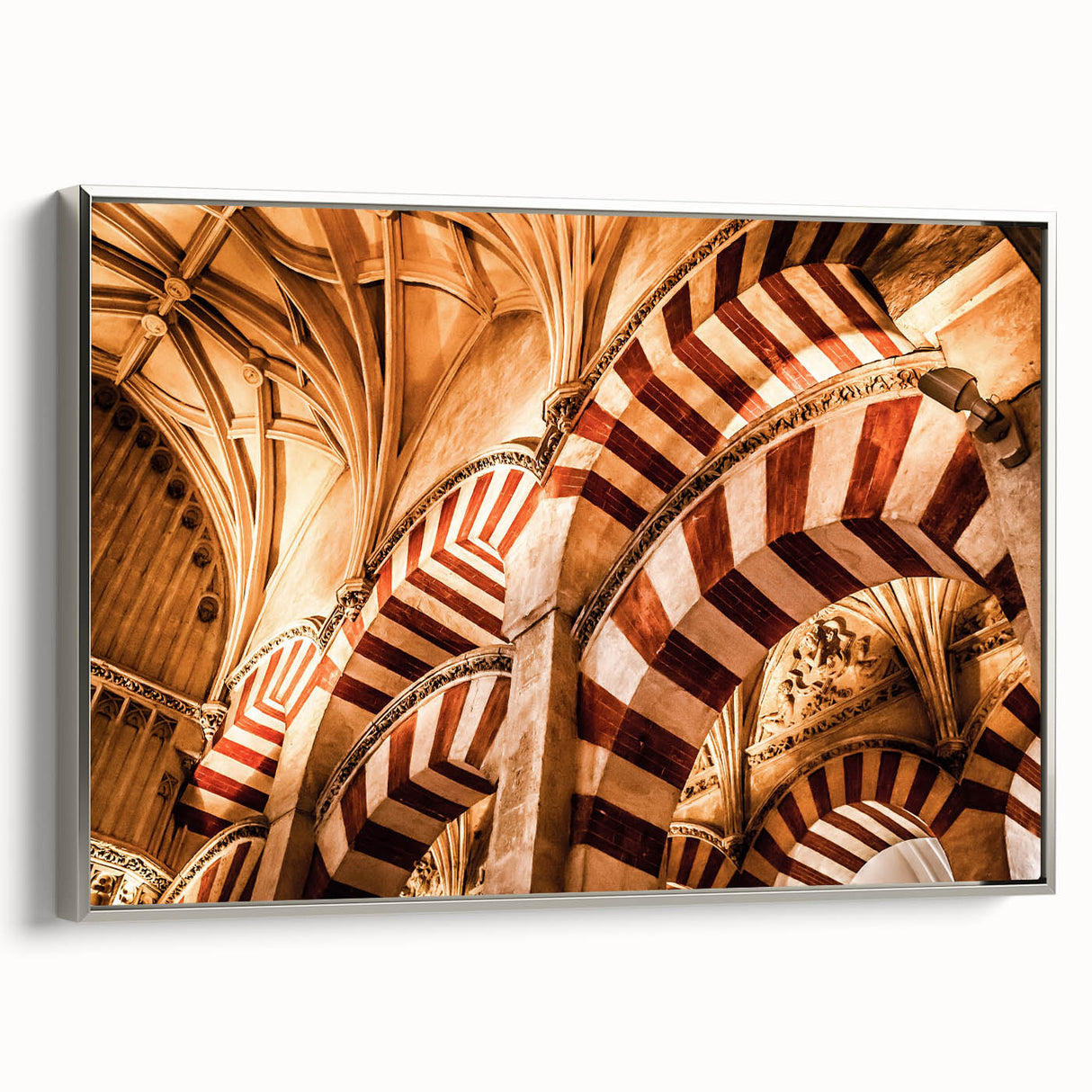 Framed canvas featuring a vintage-style landscape painting of Nicaragua with colorful art and black borders.